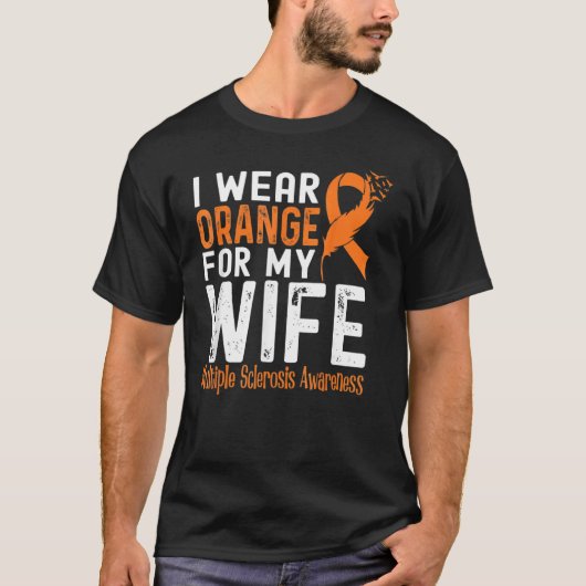 私の妻のための衣服オレンジ多発性硬化症を認識 Tシャツ (正面)