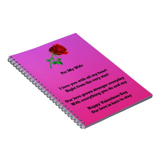 私の妻のバレンタインデーの詩のため ノートブック (右側)