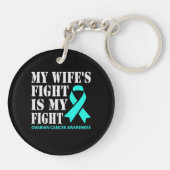 私の妻の戦いは私の戦い – 卵巣がん キーホルダー (裏面)