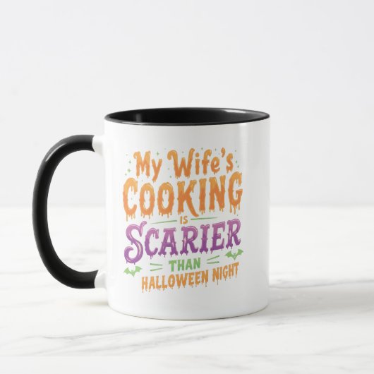 私の妻の料理はハロウィーンよりも怖いおもしろい マグカップ (左)