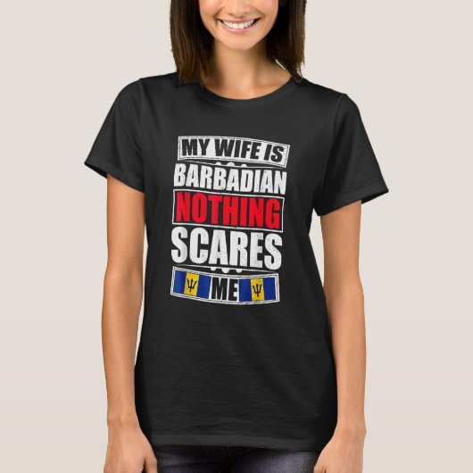 私の妻はバルバドスNo Scares Me Barbados Fl Tシャツ (正面)