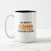 私の妻は私のコーヒーより暑い2トーンのマグカップ15oz ツートーンマグカップ (左)