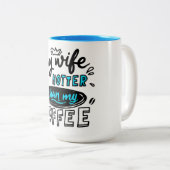 私の妻は私のコーヒーより熱い ツートーンマグカップ (正面右)