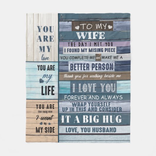 私の妻パーソナライズされたへの手紙、カップルのバレンタイン フリースブランケット (正面)