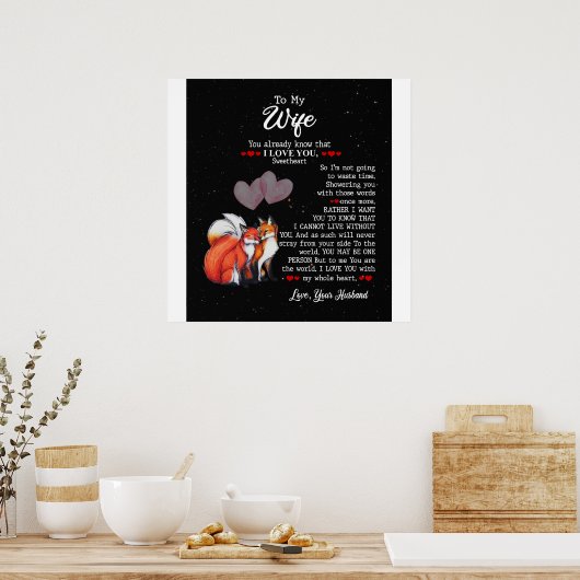 私の妻パーソナライズされたカップルキツネには、私はあなたを愛している ポスター (キッチン)