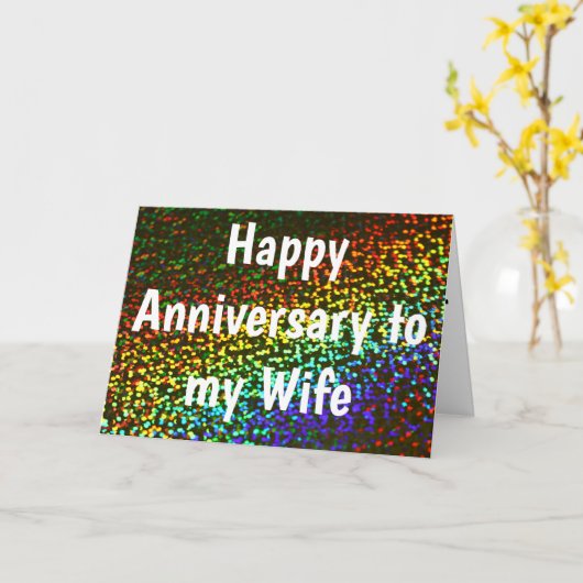 私の妻幸せな記念日へのカスタムな虹LGBT カード (黄色い花)