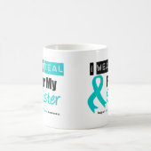 私の姉妹のための卵巣癌のティール（緑がかった色）のリボン コーヒーマグカップ (中央)