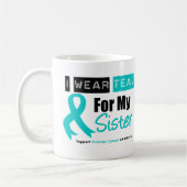 私の姉妹のための卵巣癌のティール（緑がかった色）のリボン コーヒーマグカップ (左)