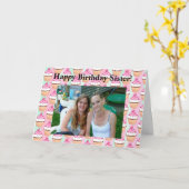 私の姉妹へのパーソナライズな写真のハッピーバースデー カード (黄色い花)