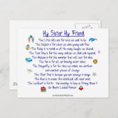 私の姉妹グラフィックが付いている私の友人の詩 ポストカード (正面/裏面)