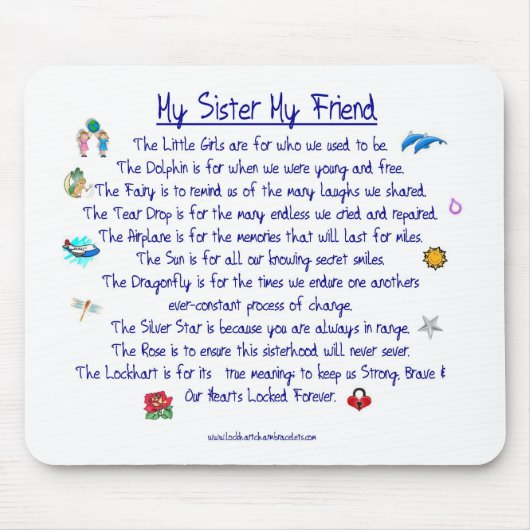 私の姉妹グラフィックが付いている私の友人の詩 マウスパッド (正面)