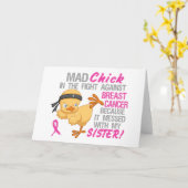 私の姉妹3の乳癌と台なしになる気違いのひよこ カード (黄色い花)