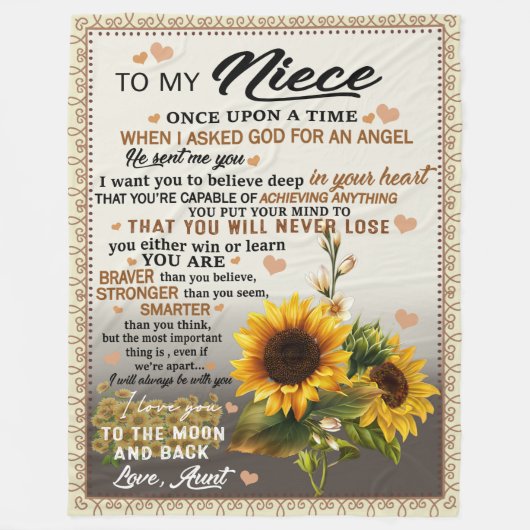 私の姪にとって月と背中のあなたが好き フリースブランケット (正面)