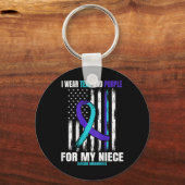 私の姪の自殺の思い出としてアメリカ認識度国旗B キーホルダー (裏面)