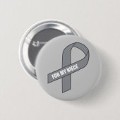 私の姪の(灰色/銀製の認識度のリボンのため) 缶バッジ (正面&裏面)