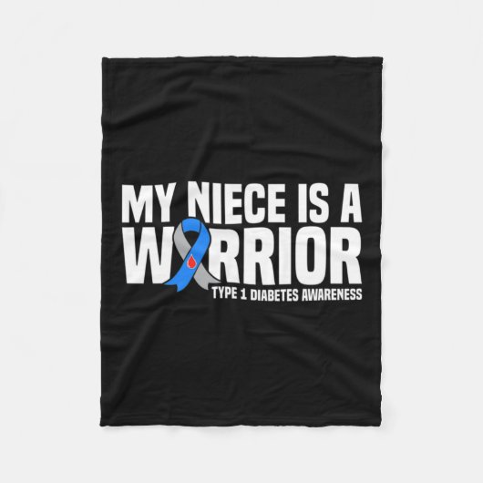 私の姪は戦士1型糖尿病認識度 フリースブランケット (正面)
