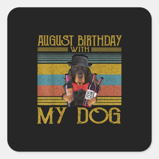 私の威厳があるゴードン・セッター犬との誕生日2020 スクエアシール (正面)
