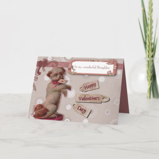 私の娘かわいい犬へのハッピーバレンタインデー シーズンカード (正面)