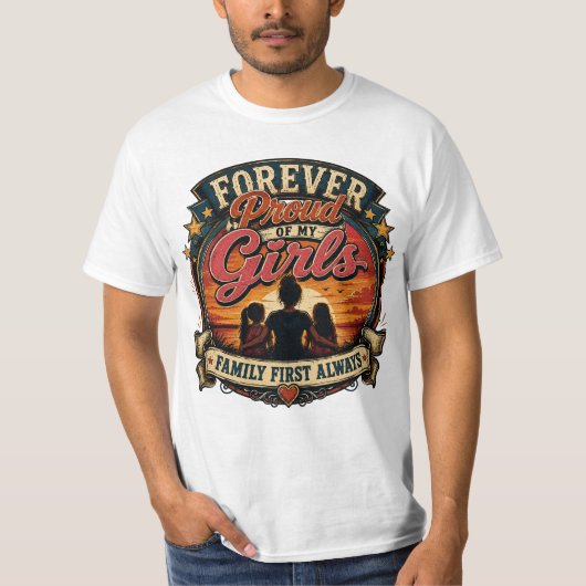 私の娘たちにいつまでも誇り Retro Sunse Tシャツ (正面)