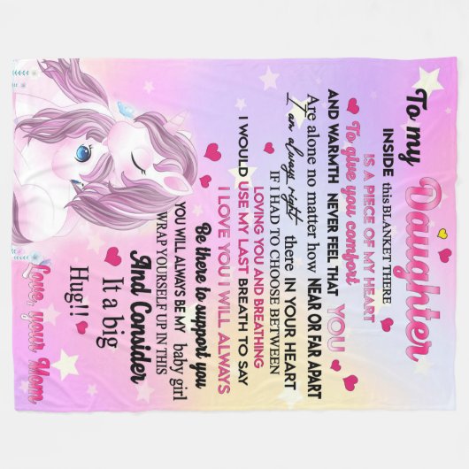 私の娘にとって、あなたの母を大きく抱きしめるハグ フリースブランケット (正面(横))