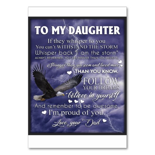 私の娘には、娘の誕生日ギフト、ベビーガール テーブルナンバー (正面)