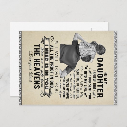 私の娘には、娘の誕生日ギフト、ベビーガール ポストカード (正面/裏面)