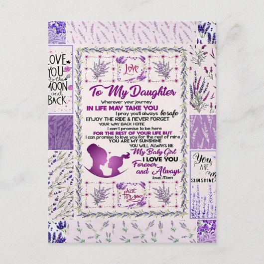 私の娘には、私の赤ん坊の女の子は永遠にあなたを愛している ポストカード (正面)