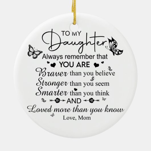 私の娘にクリスマスのオーナメント セラミックオーナメント (裏面)