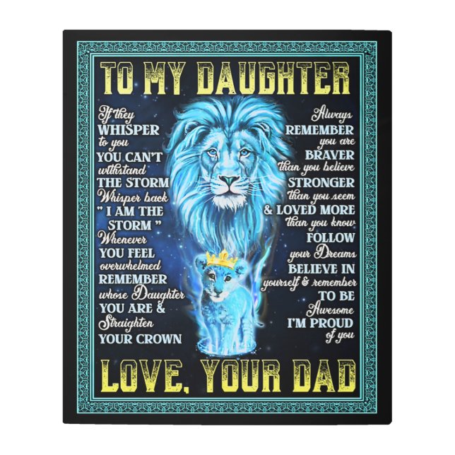 私の娘にライオンの贈り物、ライオンからの贈り物パパ メタルプリント (正面)