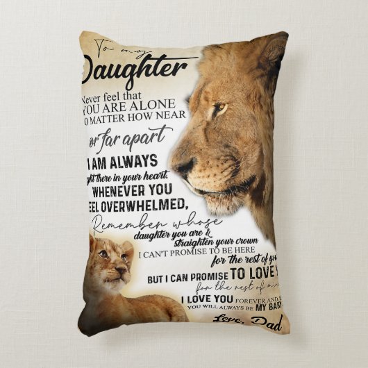 私の娘にライオン家族ギフト娘誕生日 アクセントクッション (正面(垂直))