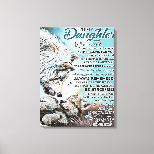 私の娘にライオン家族ギフト娘誕生日 キャンバスプリント (正面)