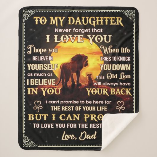 私の娘にライオン家族ギフト娘誕生日 シェルパブランケット (正面)