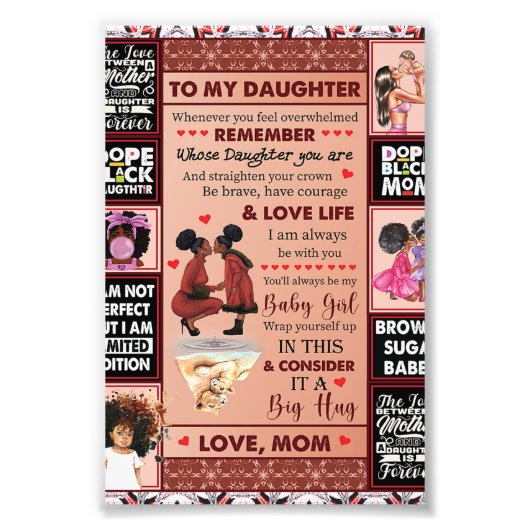 私の娘に誕生日ギフトかわいいママベビーギフト フォトプリント            (正面)