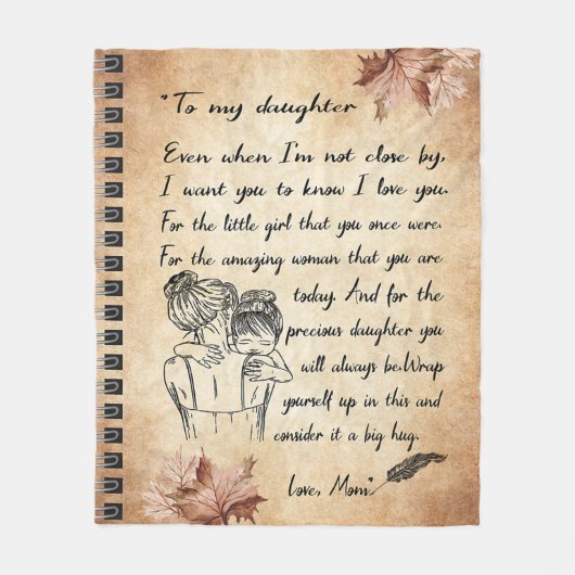 私の娘に誕生日ギフトかわいいママベビーギフト フリースブランケット (正面)