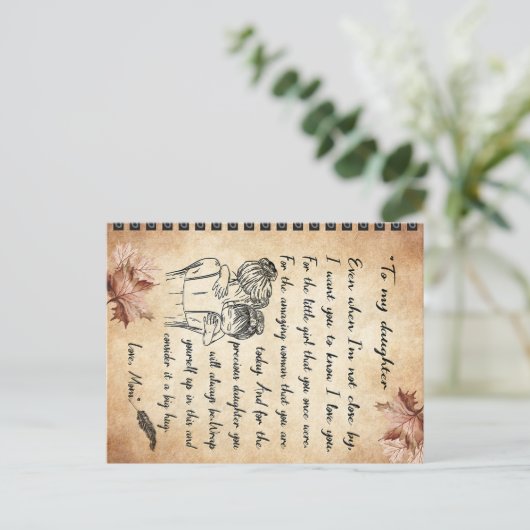 私の娘に誕生日ギフトかわいいママベビーギフト ポストカード (スタンド正面)