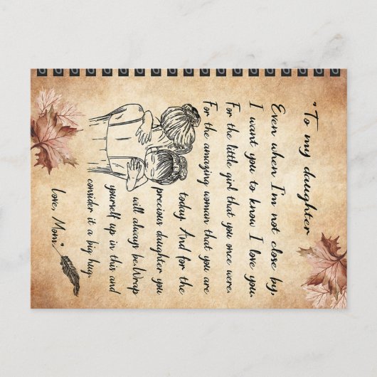 私の娘に誕生日ギフトかわいいママベビーギフト ポストカード (正面)