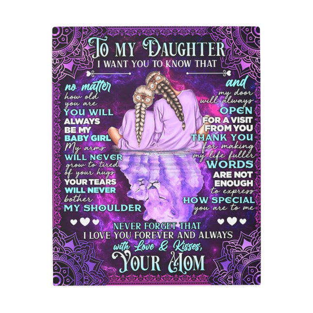 私の娘に誕生日ギフトかわいいママベビーギフト メタルプリント (正面)