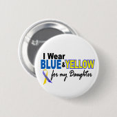 私の娘のために青及び黄色ダウン症Iの衣服 缶バッジ (正面&裏面)