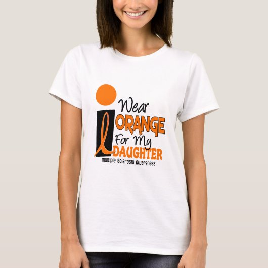 私の娘のためのMSの多発性硬化のオレンジ Tシャツ (正面)