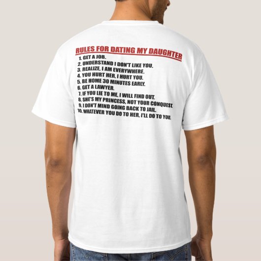 私の娘のワイシャツに日付を記入するための規則 Tシャツ (裏面)