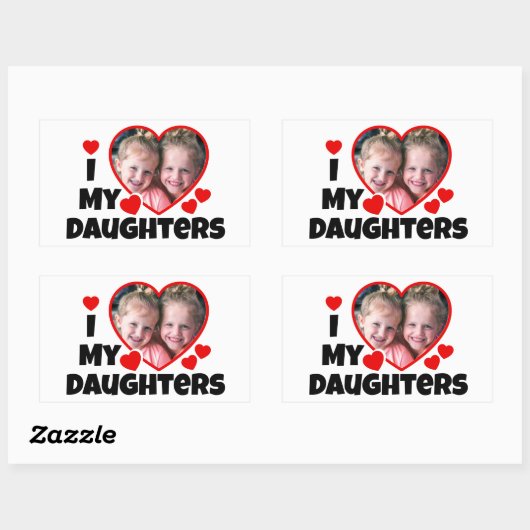 私の娘の写真をハートパーソナライズされたする 長方形シール (シート)