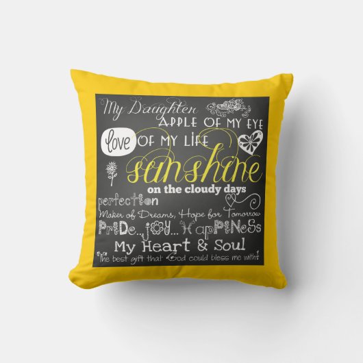 私の娘の愛およびインスピレーションの枕 クッション (正面)