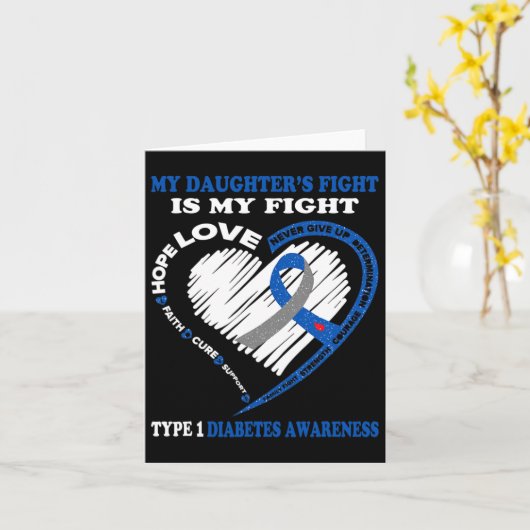 私の娘の戦いは私の戦い1型糖尿病Aw カード (黄色い花)