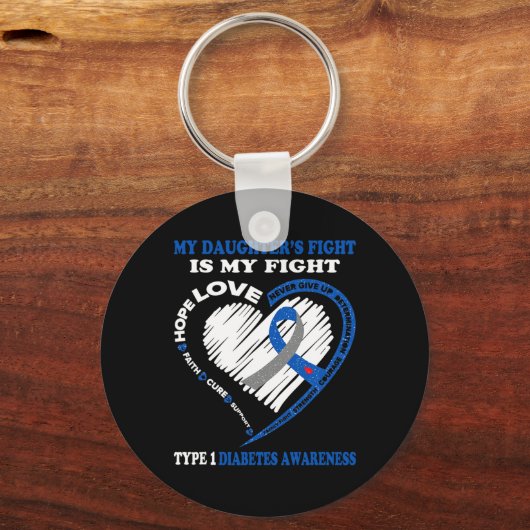 私の娘の戦いは私の戦い1型糖尿病Aw キーホルダー (正面)