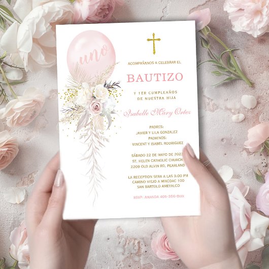 私の娘の洗礼と1歳の誕生日の招待状 招待状