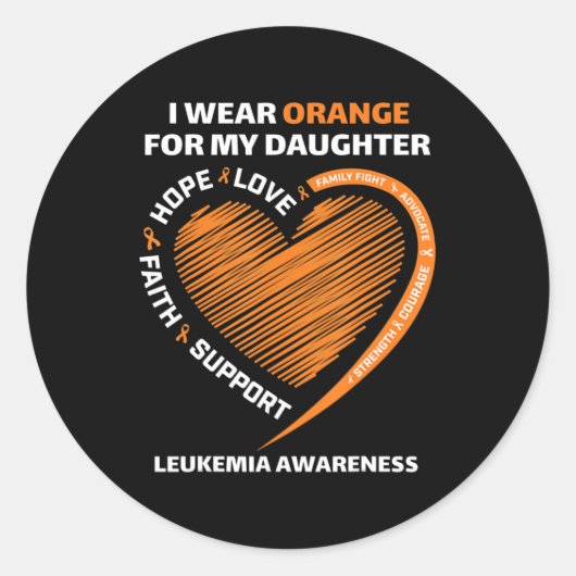 私の娘の白血病衣服のためのオレンジ認識度 ラウンドシール (正面)