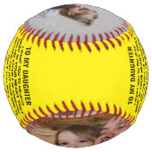 私の娘へパパママ引用文&カスタム2写真 ソフトボール (裏面)