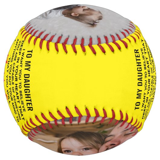私の娘へパパママ引用文&カスタム2写真 ソフトボール (裏面)