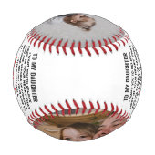 私の娘へパパママ引用文&カスタム2写真 野球ボール (裏面)