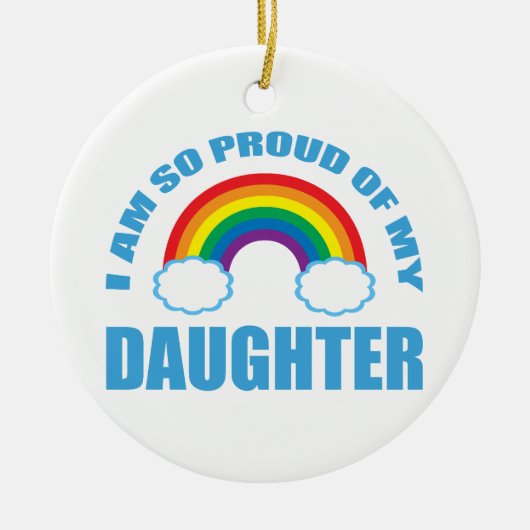 私の娘誇りを持ったレインボーゲイプライド・クリスマス セラミックオーナメント (正面)